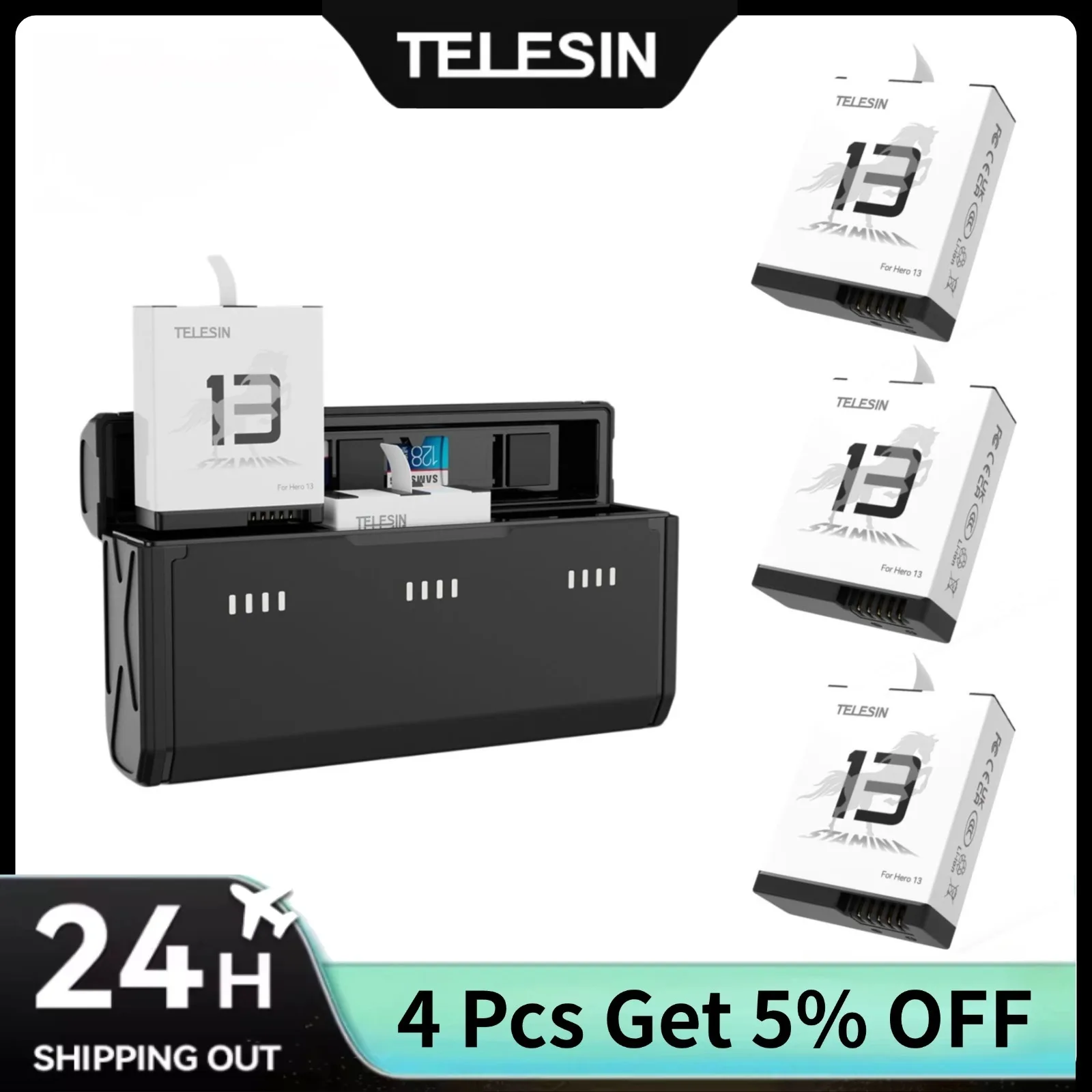 Gopro Action Camera Hero 11 Black - Портативный блок для быстрой зарядки TELESIN